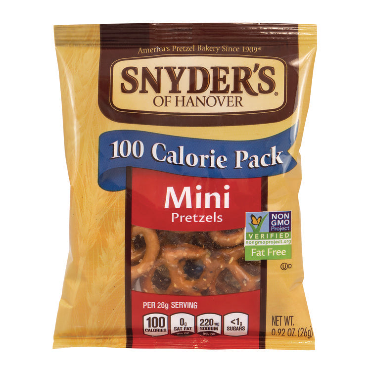 Mini Pretzels. 0.92 oz Pack, 36 Packs/Box, 2 Boxes/Carton