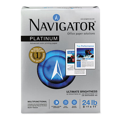 Platinum Paper, 99 Bright, 24 lb Bond Weight, 8.5 x 11, White, 500 Sheets/Ream, 5 Reams/Carton