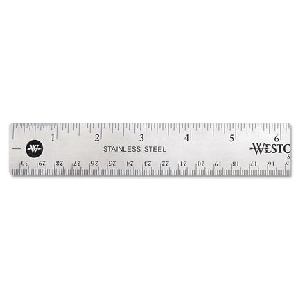 Stainless Steel Office Ruler With Non Slip Cork Base, Standard/metric, 12" Long