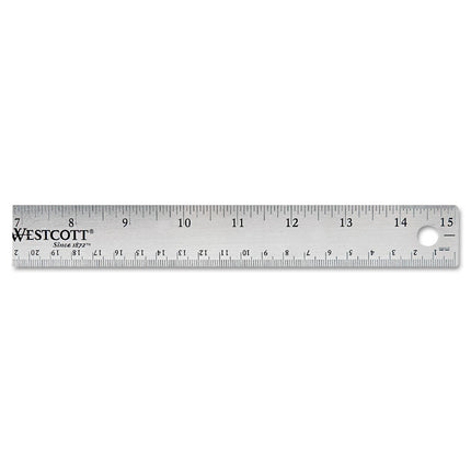 Stainless Steel Office Ruler With Non Slip Cork Base, Standard/metric, 15" Long