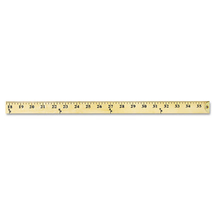 Wood Yardstick With Metal Ends, 36" Long. Clear Lacquer Finish