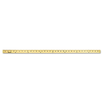 Wood Yardstick With Metal Ends, 36" Long. Clear Lacquer Finish