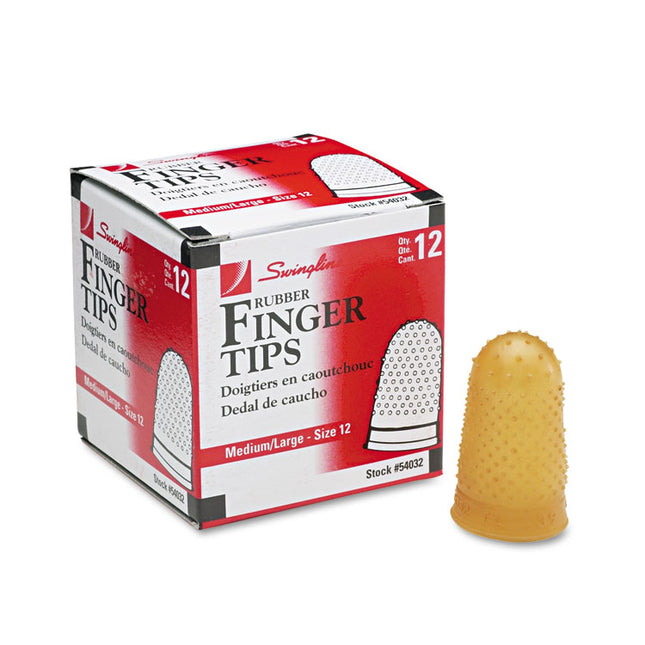 Rubber Finger Tips, 12 (medium-Large), Amber, Dozen