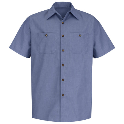 Red Kap® Men's Short Sleeve Geometric Microcheck Work Shirt / SP24DN