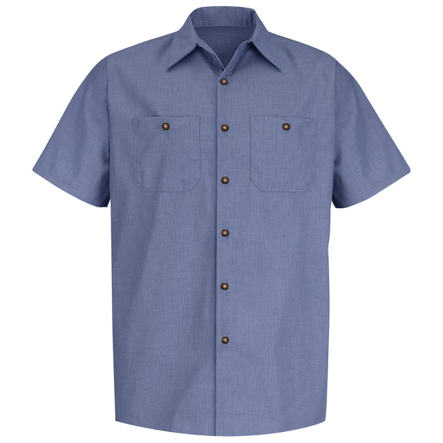 Red Kap® Men's Short Sleeve Geometric Microcheck Work Shirt / SP24DN