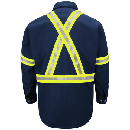 Bulwark® Men's Midweight FR Enhanced Visibility Uniform Shirt with Reflective Trim / SLUCNV
