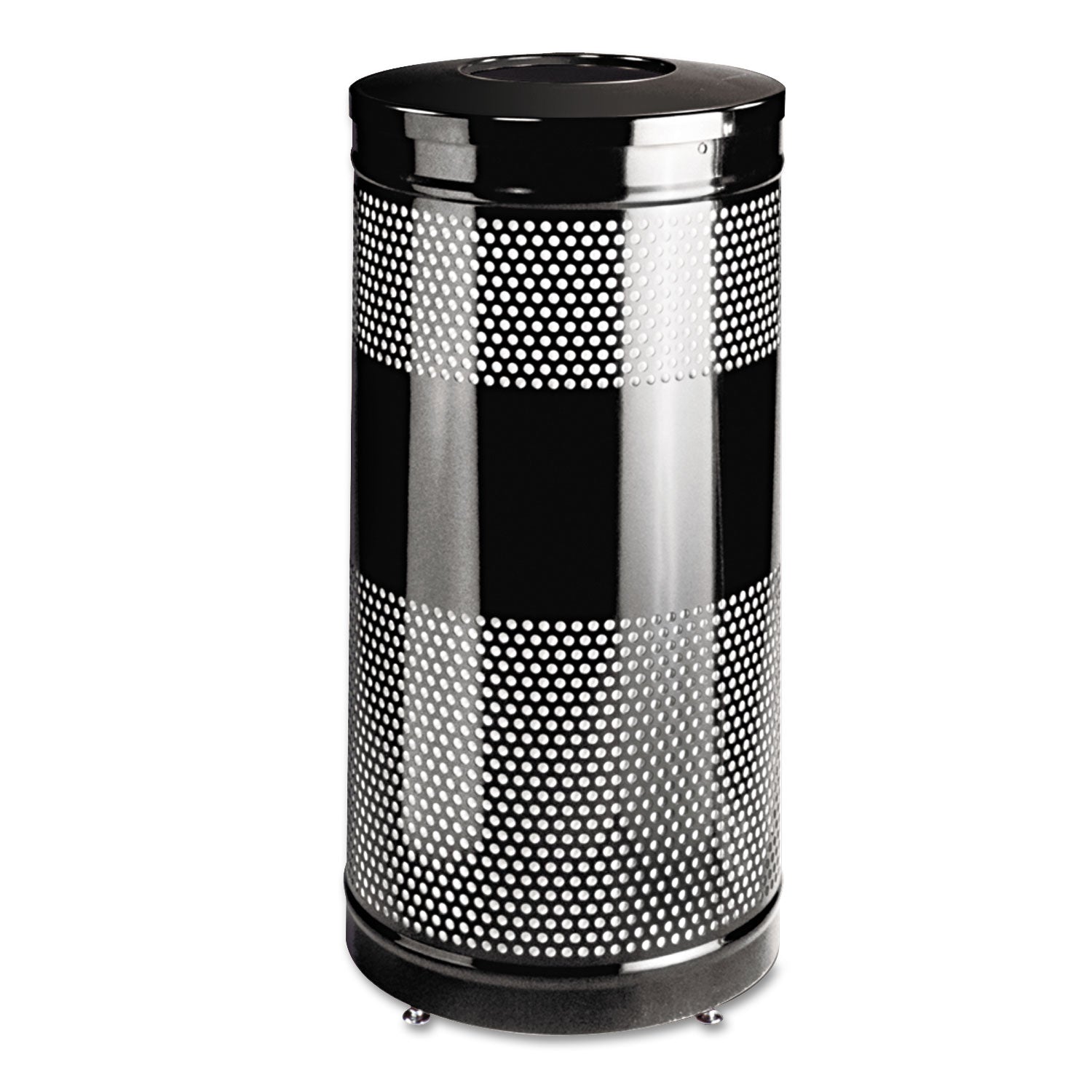 Classics Perforated Open Top Receptacle, 25 gal, Steel, Black