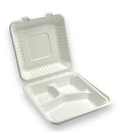 9x9x3 Biodegradable Three Compartment Hinged Containers 200 CT