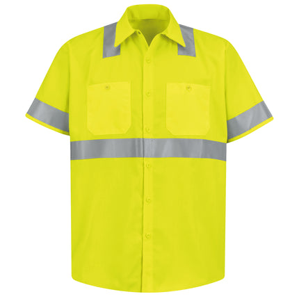 Red Kap® Men's Hi-Visibility Yellow Short Sleeve Work Shirt - Type R, Class 2 / SS24HV