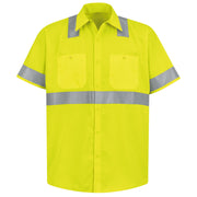 Red Kap® Men's Hi-Visibility Yellow Short Sleeve Work Shirt - Type R, Class 2 / SS24HV