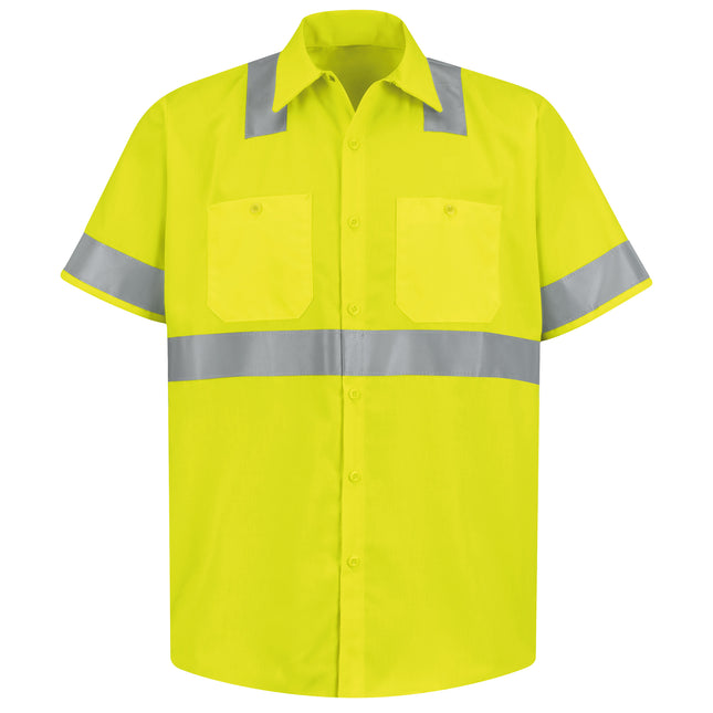 Red Kap® Men's Hi-Visibility Yellow Short Sleeve Work Shirt - Type R, Class 2 / SS24HV