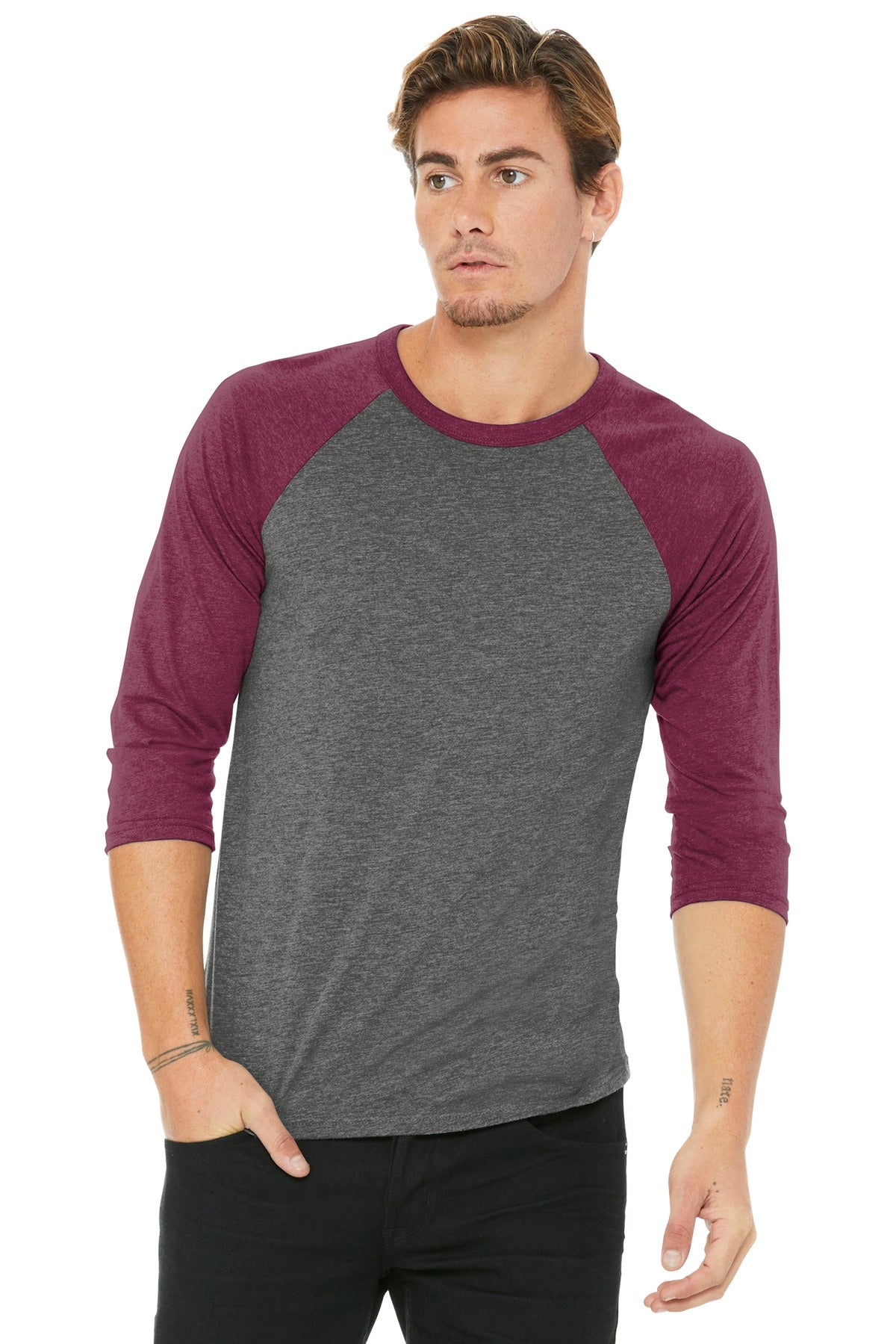 BELLA+CANVAS ® Unisex 3/4-Sleeve Baseball Tee BC3200