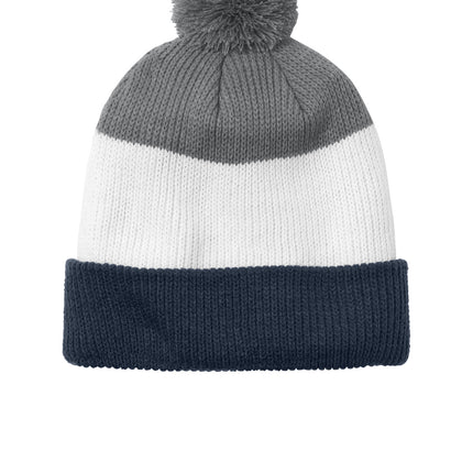 Port Authority ® Cozy Striped Pom Beanie C979