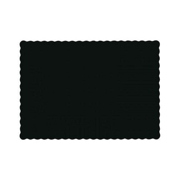 Hoffmaster Scallop Edge Linen Emboss Placemat Black Economy, 9.5" X 13.5" 1000 / cs
