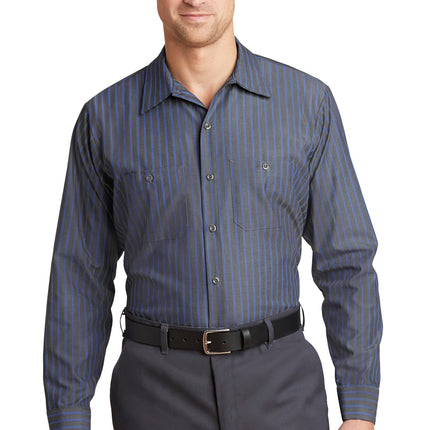 Red Kap ® Long Size, Long Sleeve Striped Industrial Work Shirt. CS10LONG