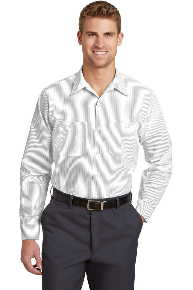 Red Kap ® Long Sleeve Striped Industrial Work Shirt.  CS10