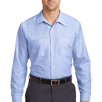 Red Kap ® Long Size, Long Sleeve Striped Industrial Work Shirt. CS10LONG