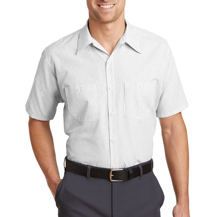 Red Kap ® Long Size, Short Sleeve Striped Industrial Work Shirt. CS20LONG