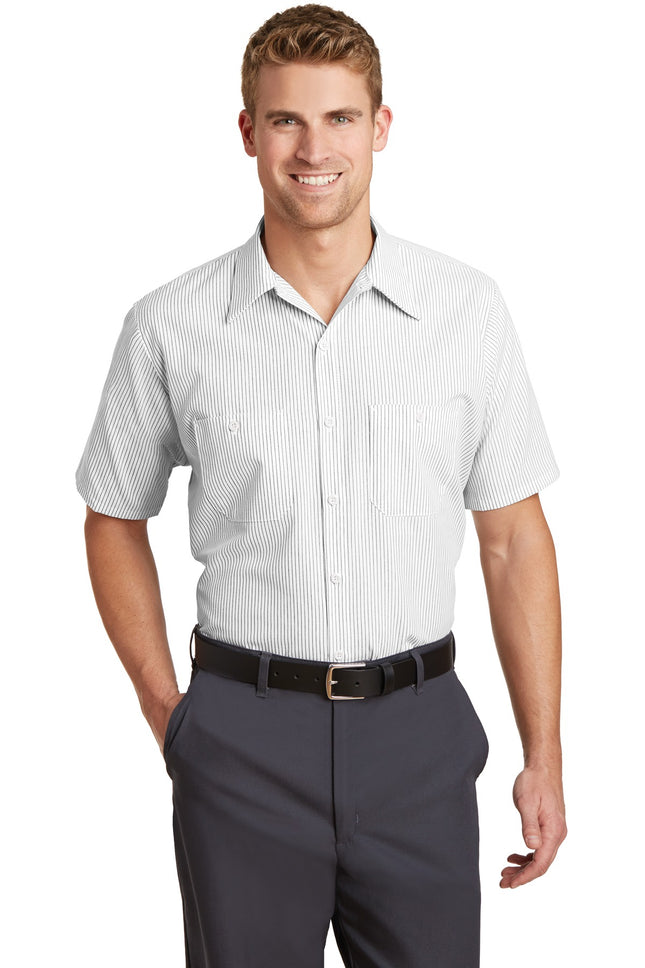 Red Kap ® Long Size, Short Sleeve Striped Industrial Work Shirt. CS20LONG