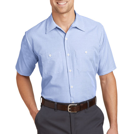Red Kap ® Long Size, Short Sleeve Striped Industrial Work Shirt. CS20LONG