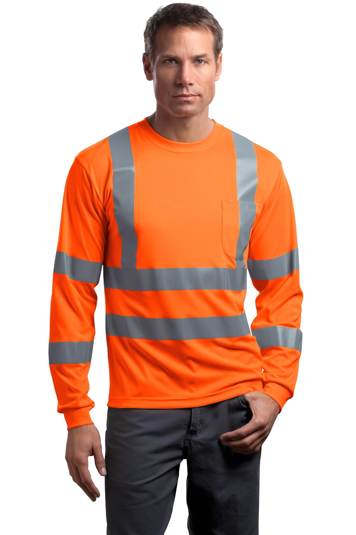 CornerStone® - ANSI 107 Class 3 Long Sleeve Snag-Resistant Reflective T-Shirt CS409