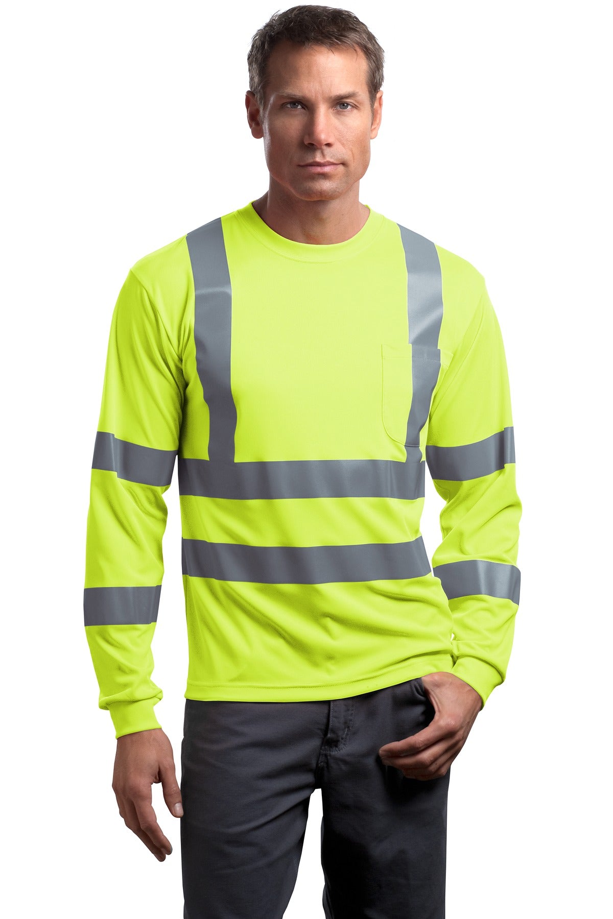 CornerStone® - ANSI 107 Class 3 Long Sleeve Snag-Resistant Reflective T-Shirt CS409