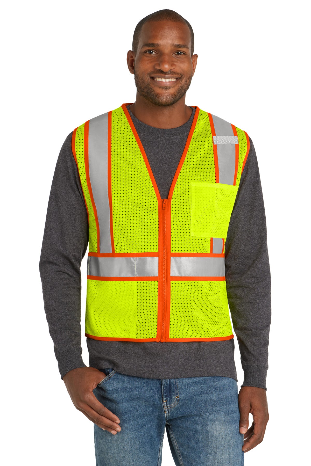 CornerStone ® ANSI 107 Class 2 Mesh Zippered Two-Tone Vest CSV103