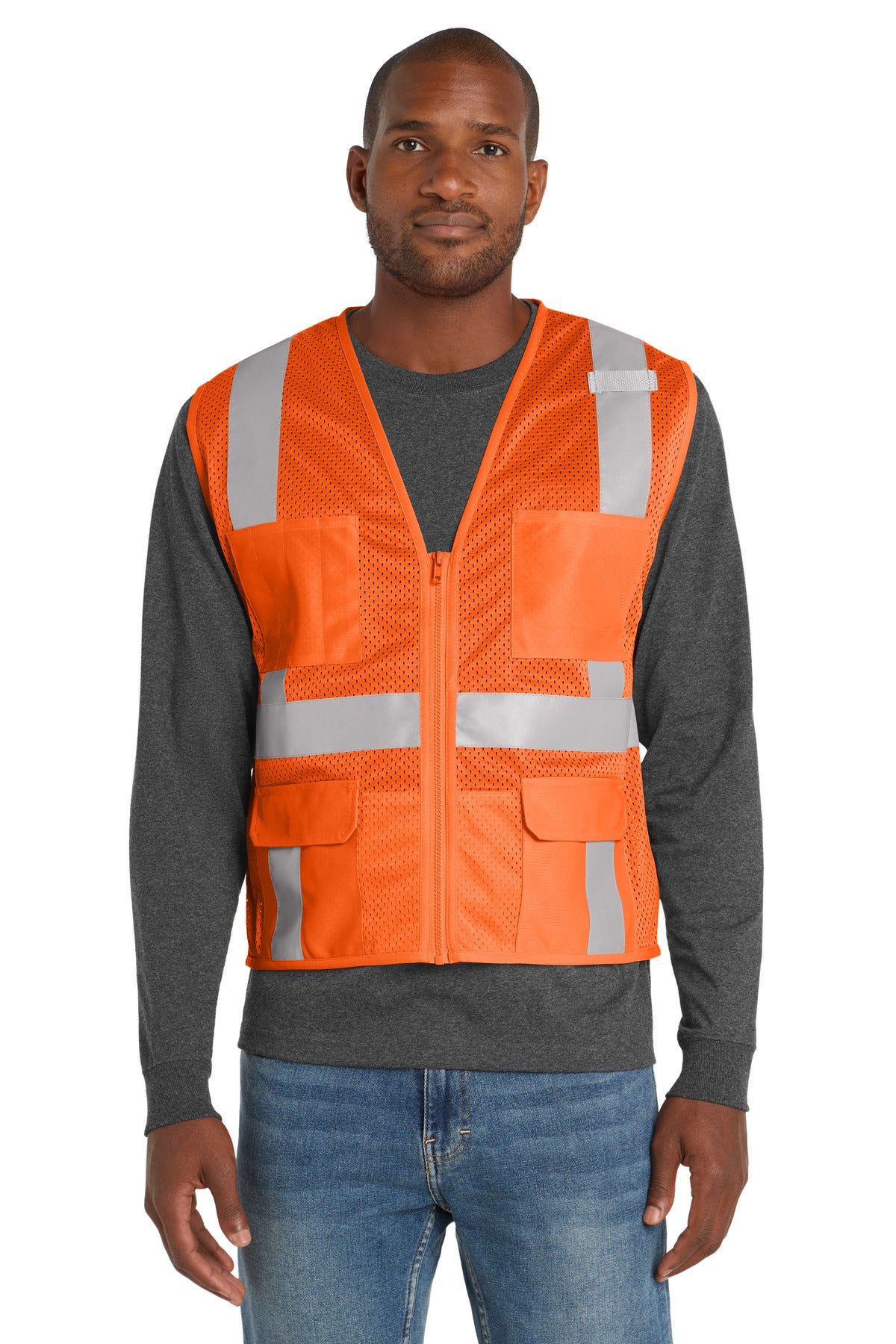 CornerStone ® ANSI 107 Class 2 Mesh Six-Pocket Zippered Vest CSV104