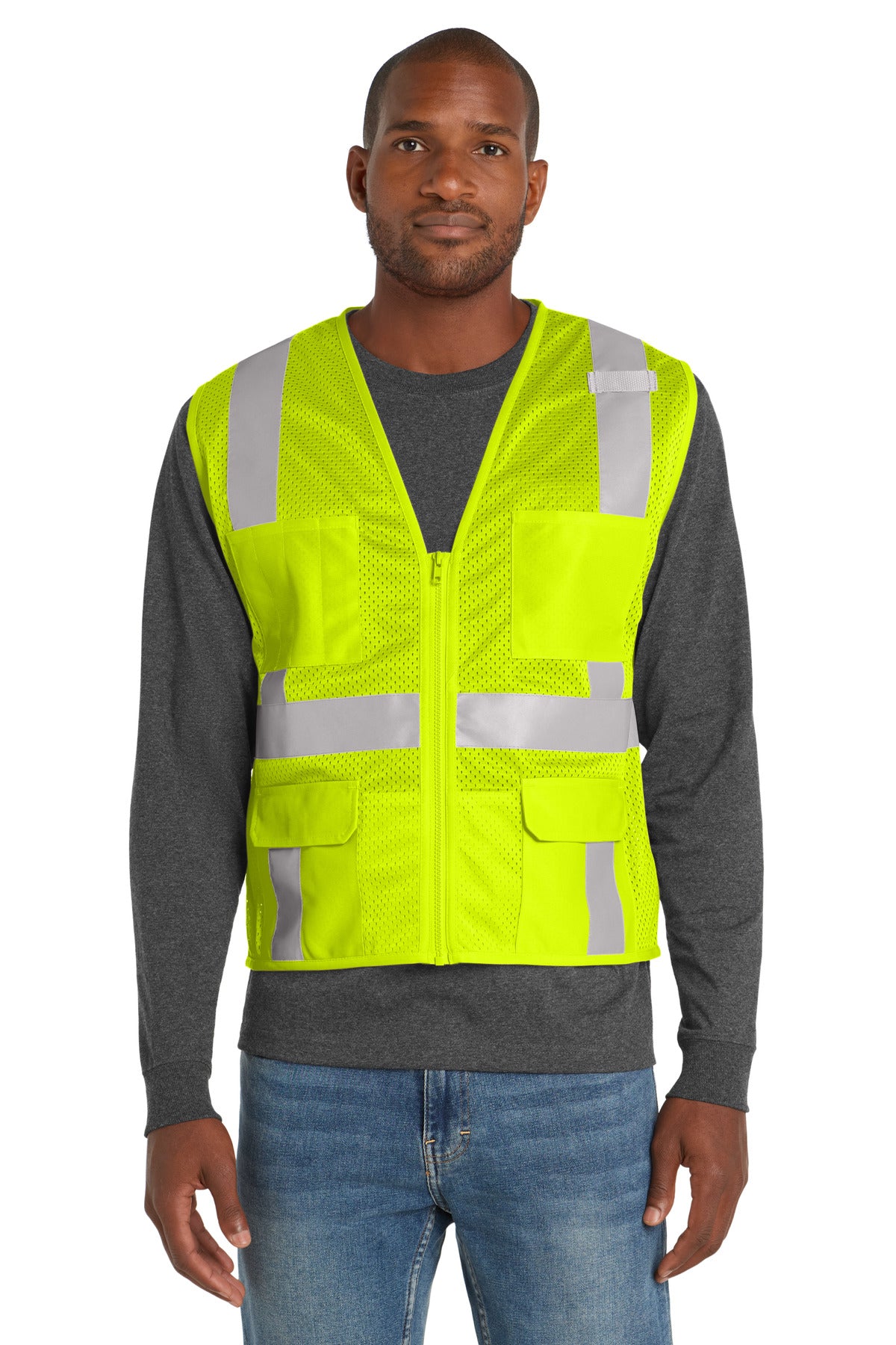 CornerStone ® ANSI 107 Class 2 Mesh Six-Pocket Zippered Vest CSV104