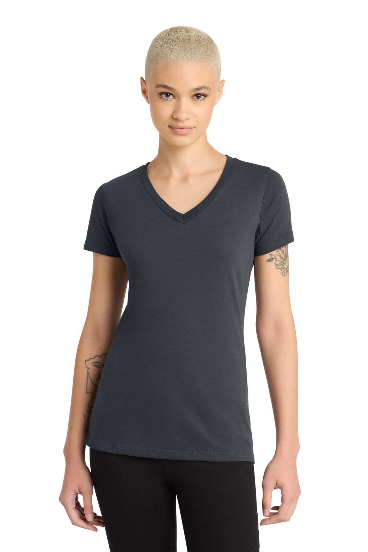 District® Women's Perfect Blend® CVC V-Neck Tee DM1190L