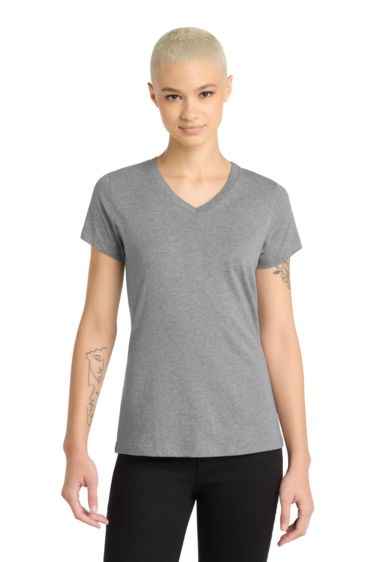 District® Women's Perfect Blend® CVC V-Neck Tee DM1190L