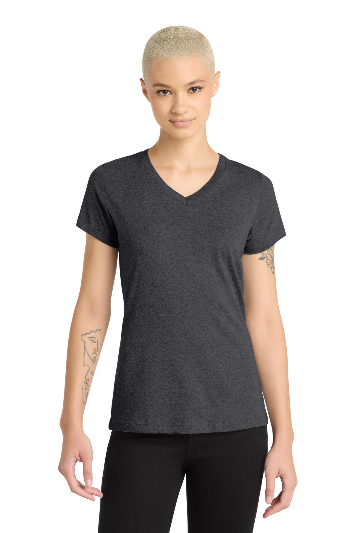 District® Women's Perfect Blend® CVC V-Neck Tee DM1190L