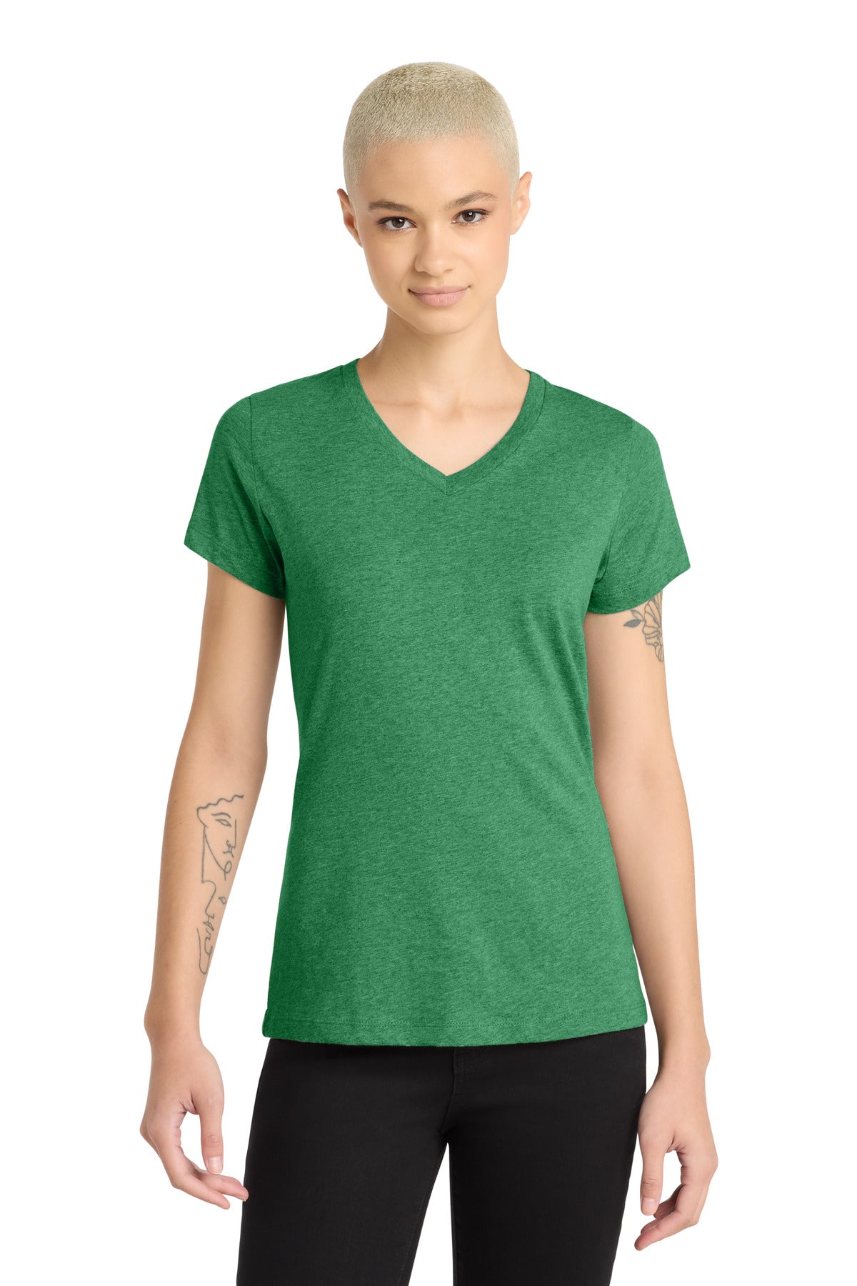 District® Women's Perfect Blend® CVC V-Neck Tee DM1190L