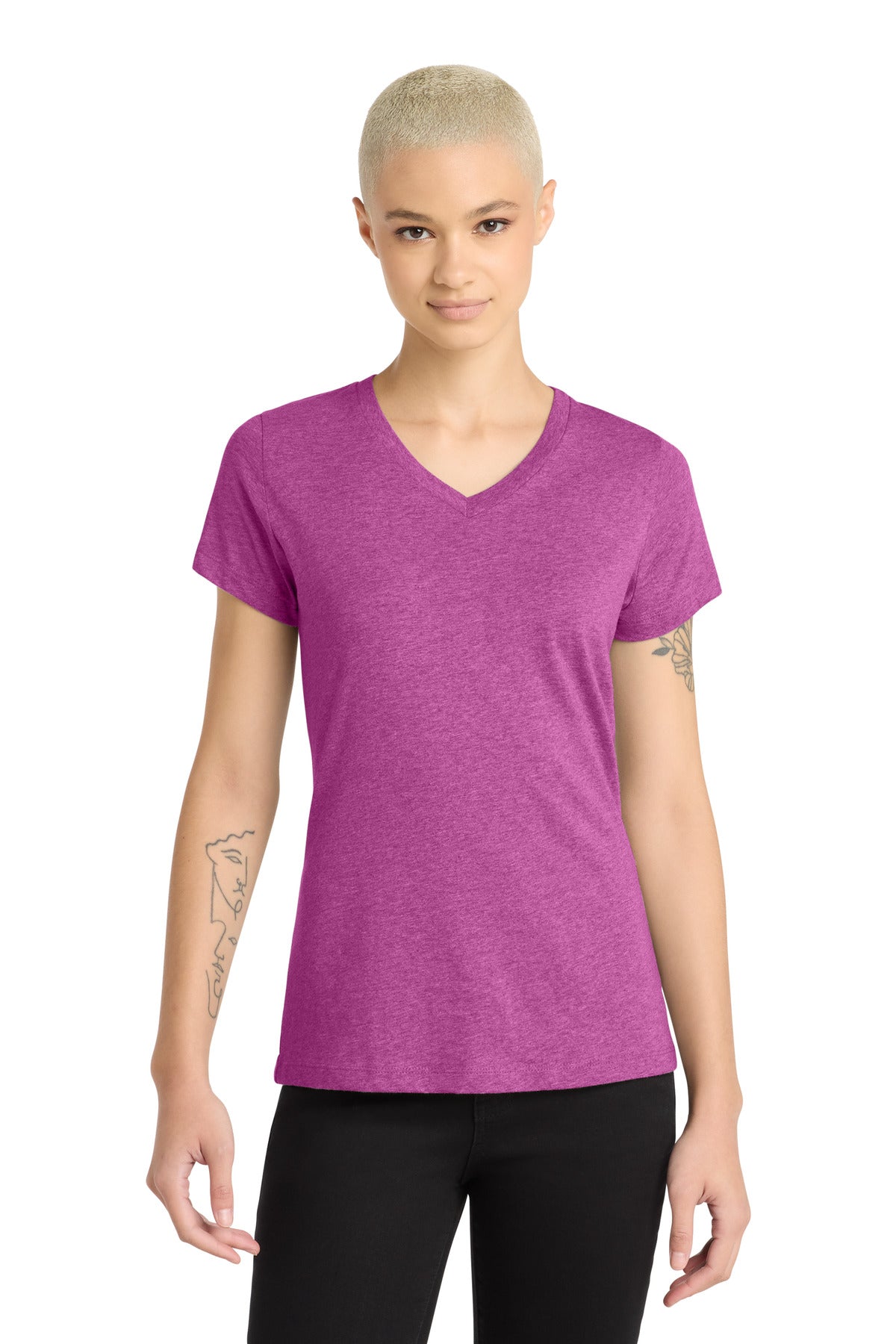 District® Women's Perfect Blend® CVC V-Neck Tee DM1190L