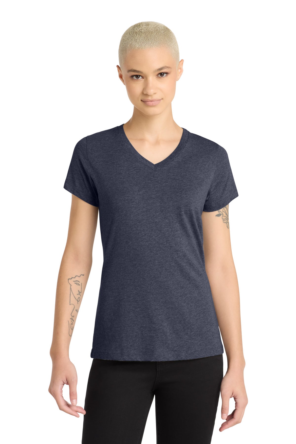 District® Women's Perfect Blend® CVC V-Neck Tee DM1190L