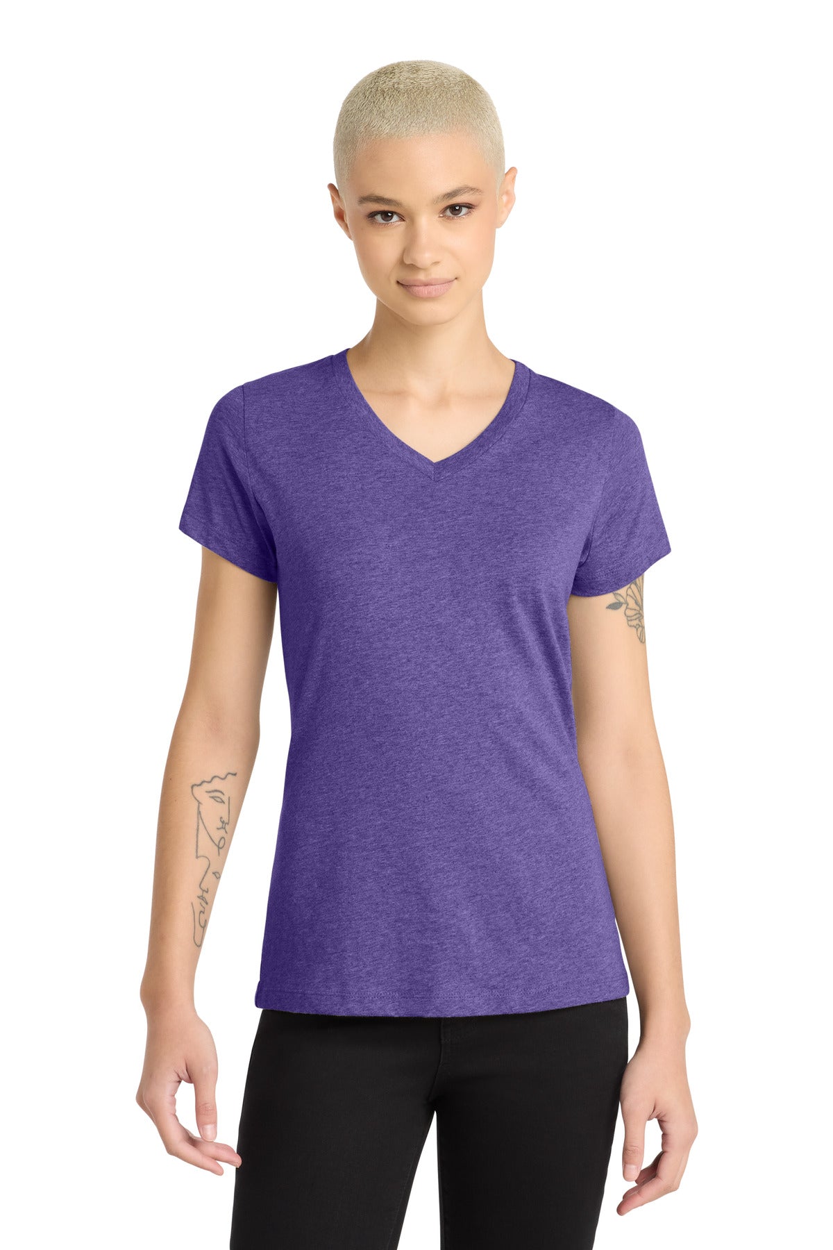 District® Women's Perfect Blend® CVC V-Neck Tee DM1190L
