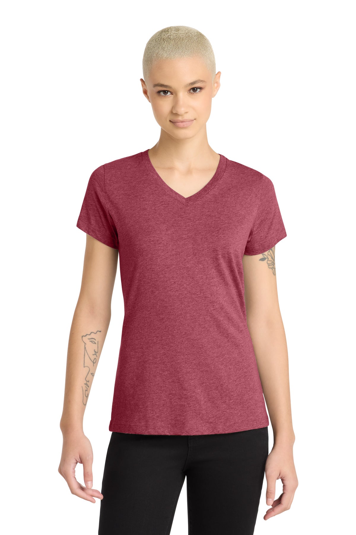 District® Women's Perfect Blend® CVC V-Neck Tee DM1190L