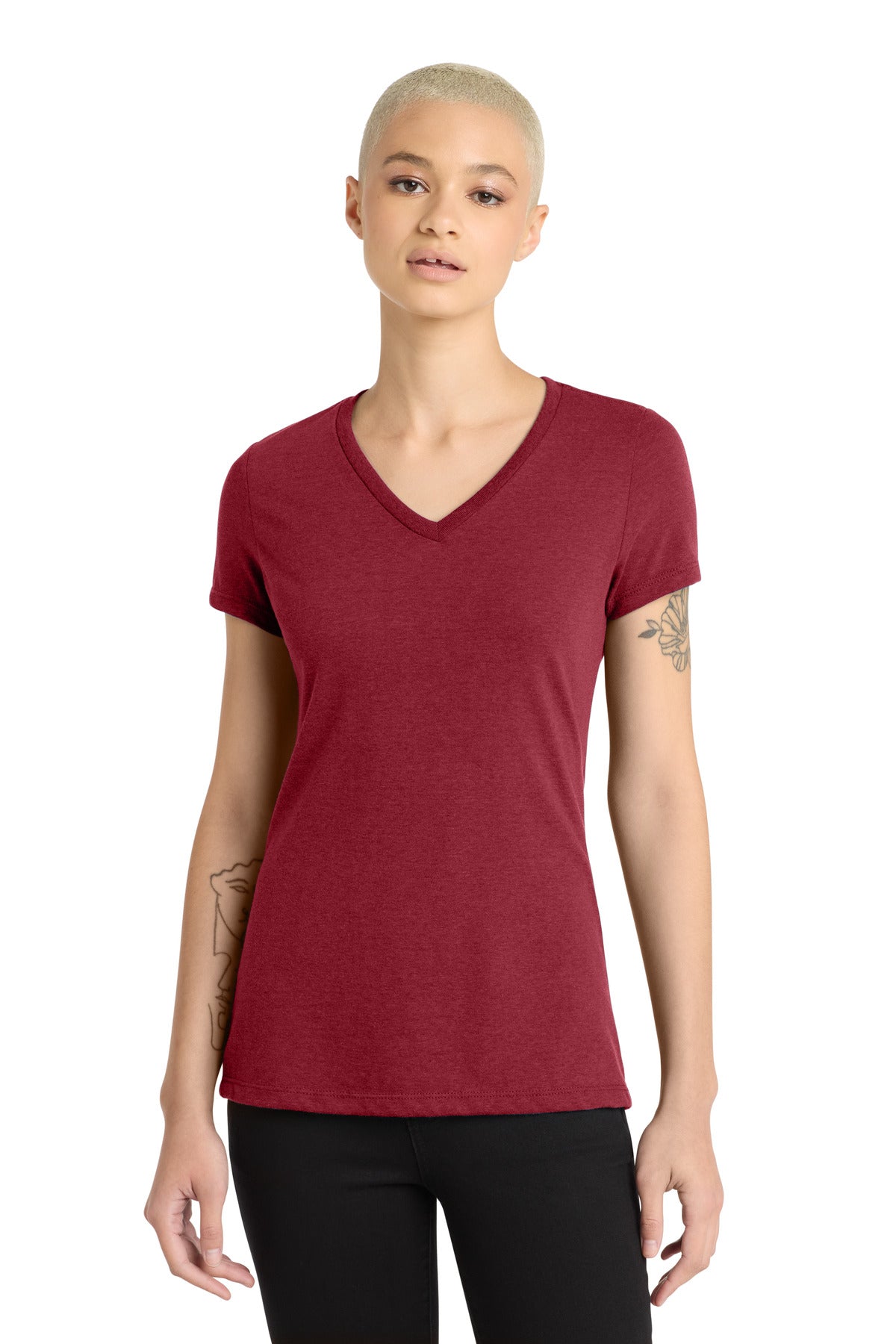 District® Women's Perfect Blend® CVC V-Neck Tee DM1190L