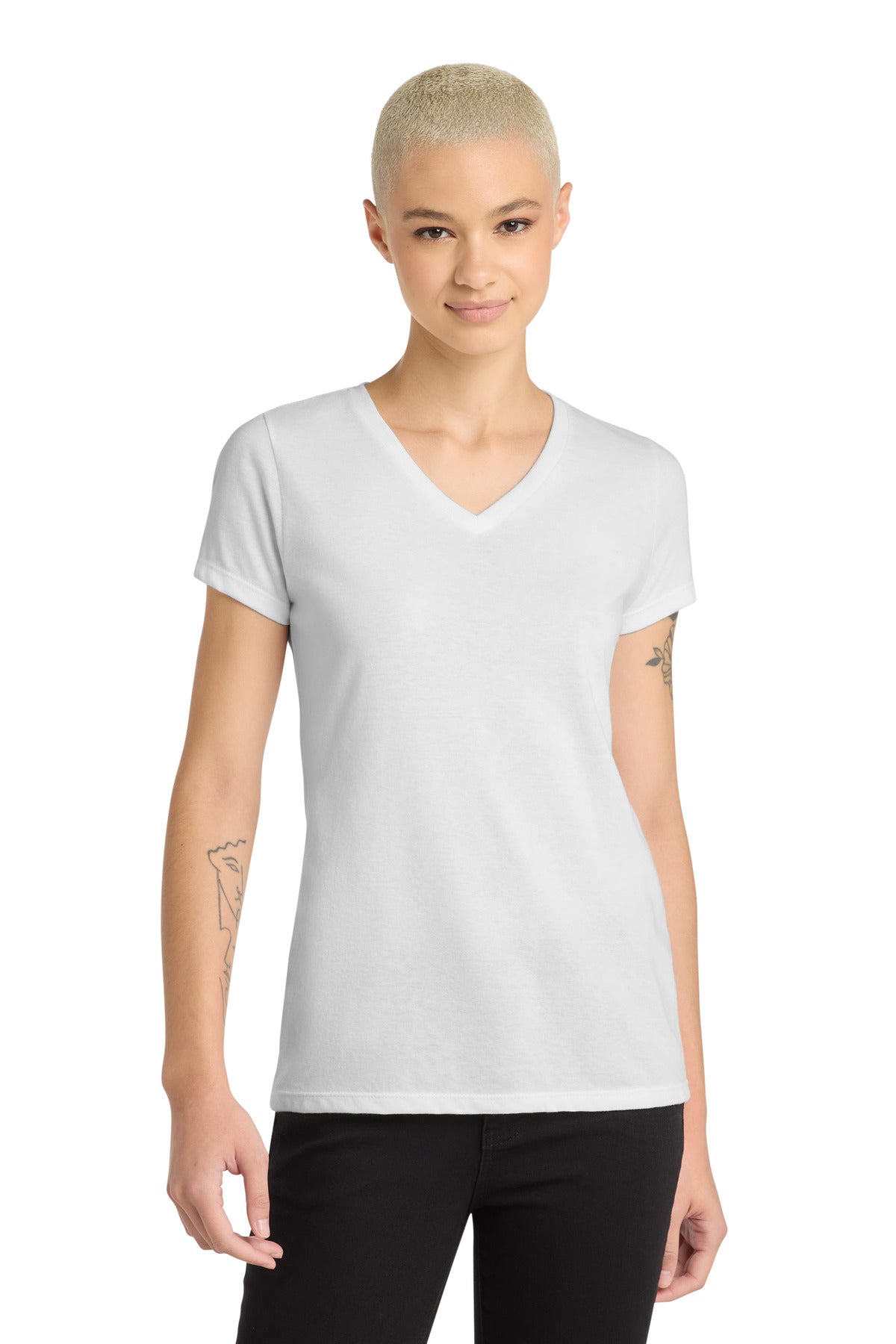 District® Women's Perfect Blend® CVC V-Neck Tee DM1190L