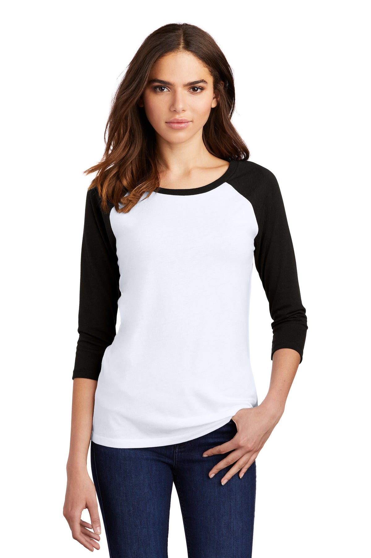 District® Women's Perfect Tri® 3/4-Sleeve Raglan DM136L