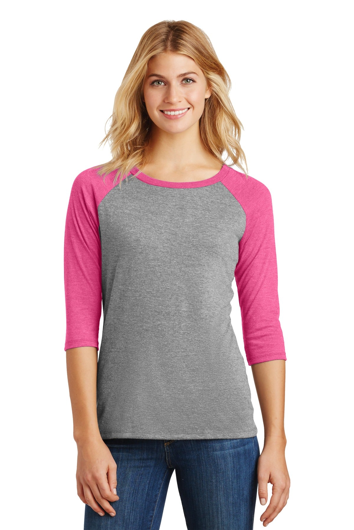 District® Women's Perfect Tri® 3/4-Sleeve Raglan DM136L