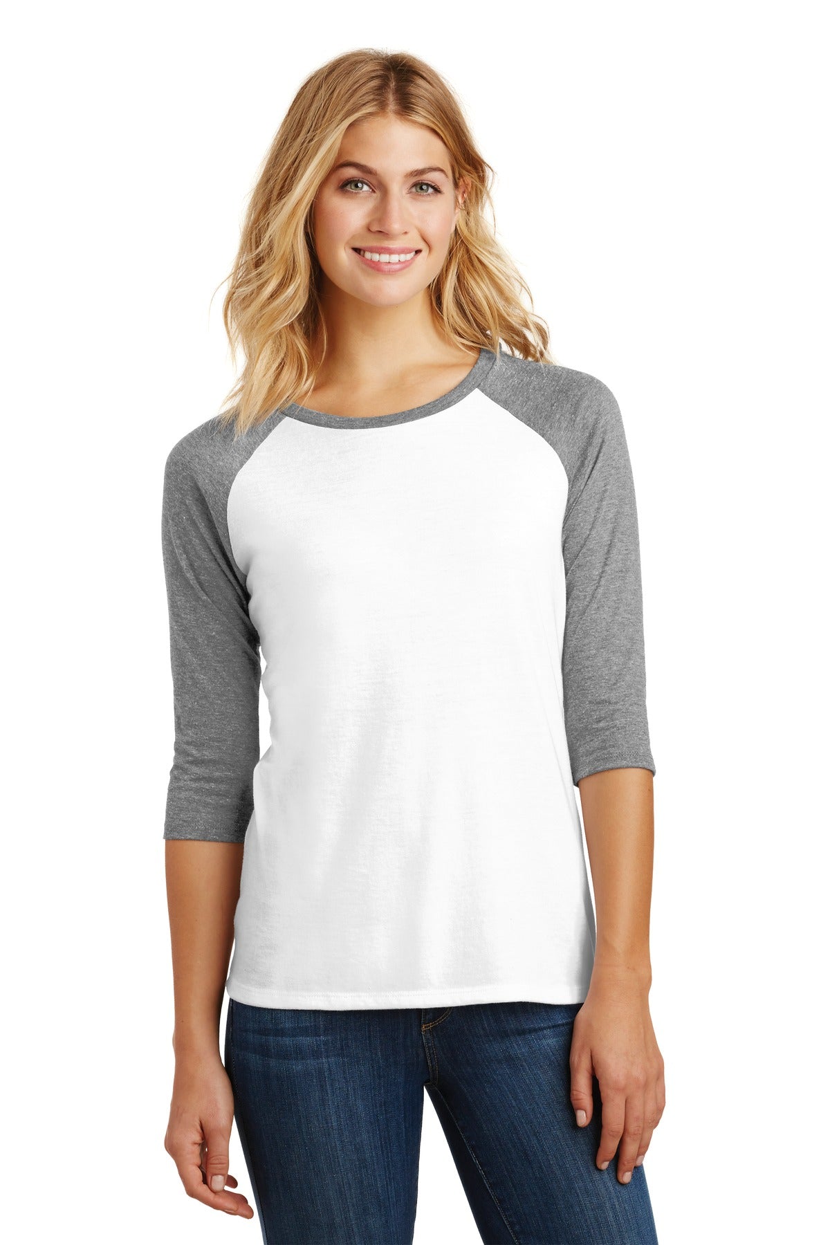 District® Women's Perfect Tri® 3/4-Sleeve Raglan DM136L