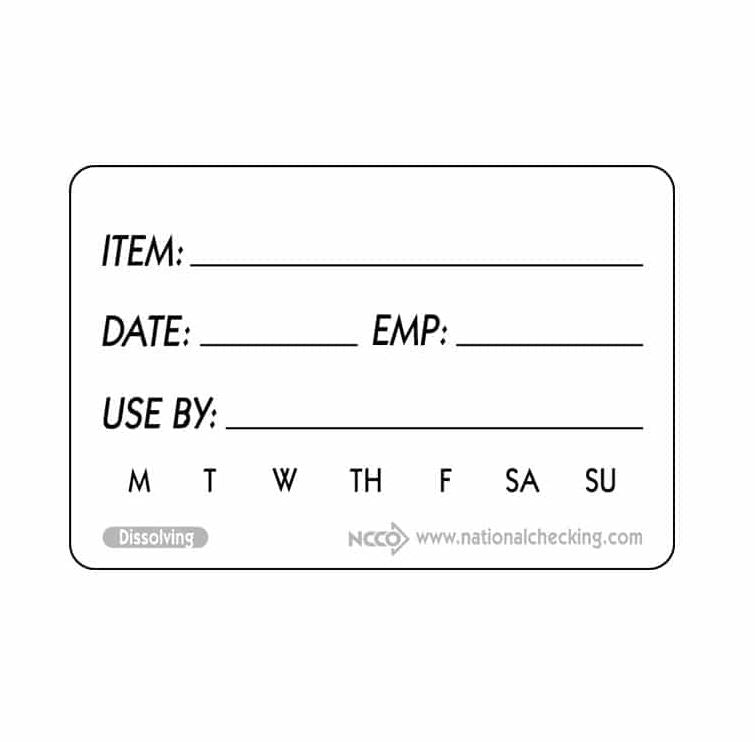 National Checking Dissolving Shelf Life Labels 2" x 3" 1 Roll