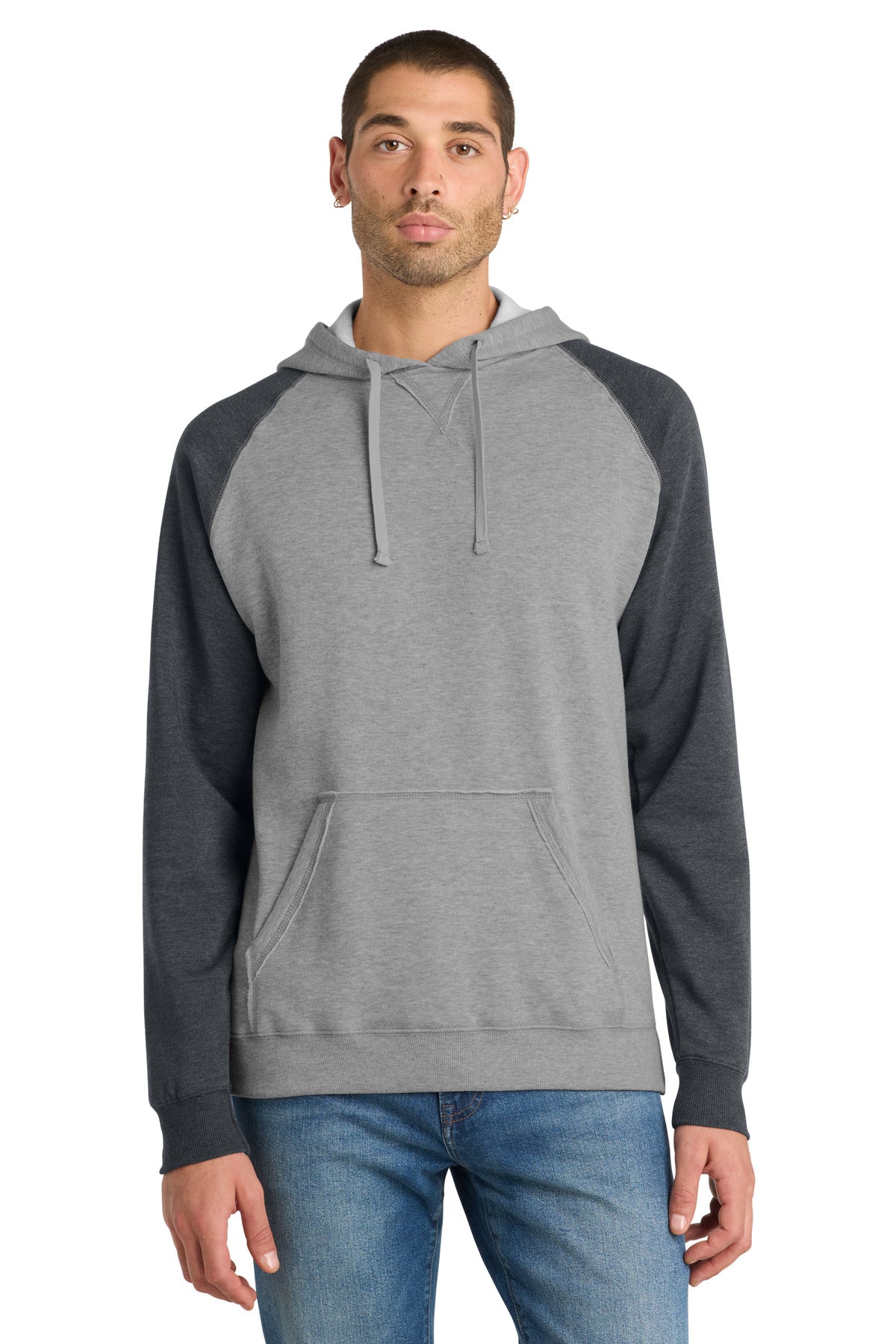 District® Young Mens Lightweight Fleece Raglan Hoodie  DT196