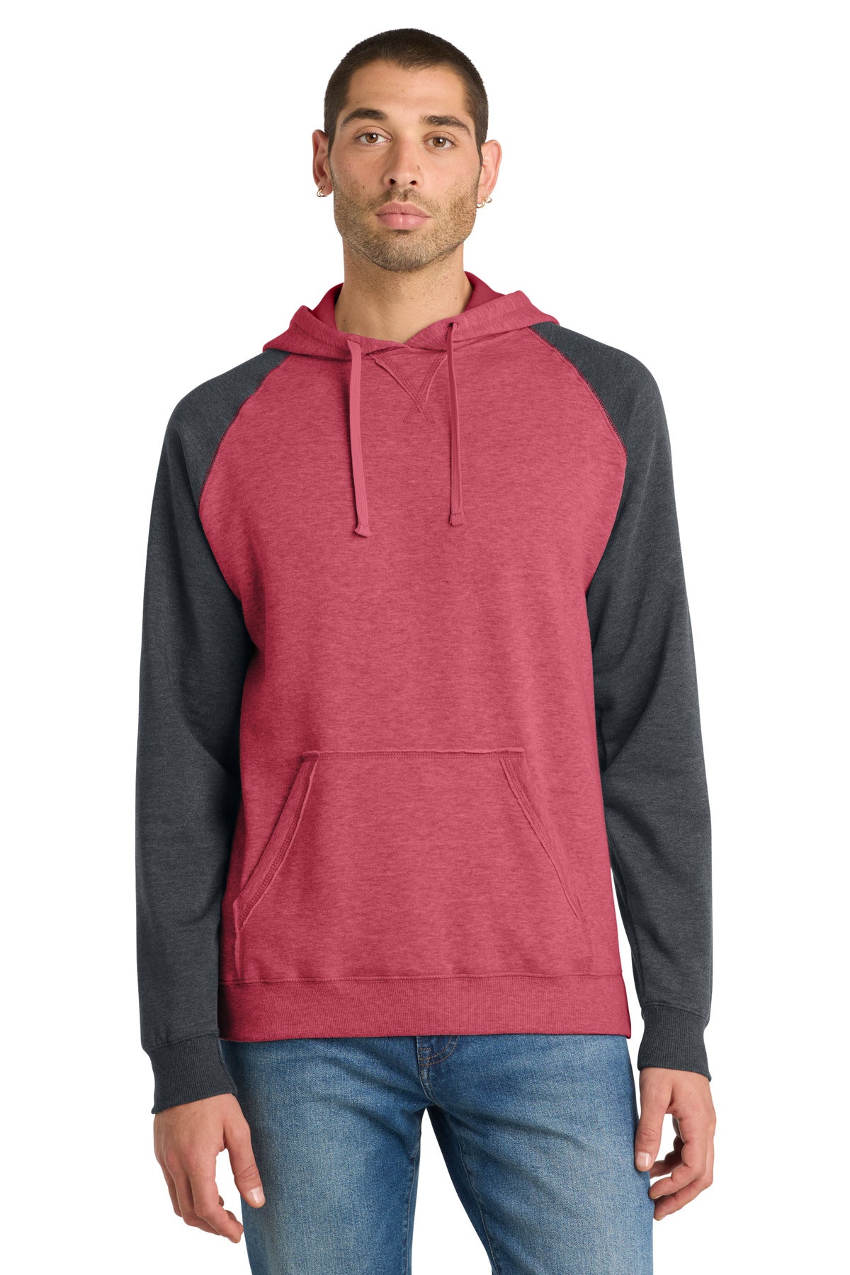 District® Young Mens Lightweight Fleece Raglan Hoodie  DT196