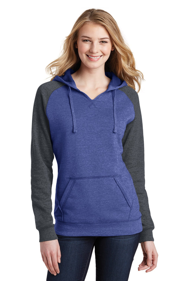 District ® Women's Lightweight Fleece Raglan Hoodie.  DT296