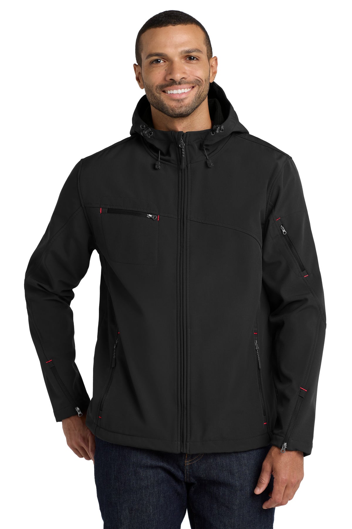 Port Authority® Textured Hooded Soft Shell Jacket J706