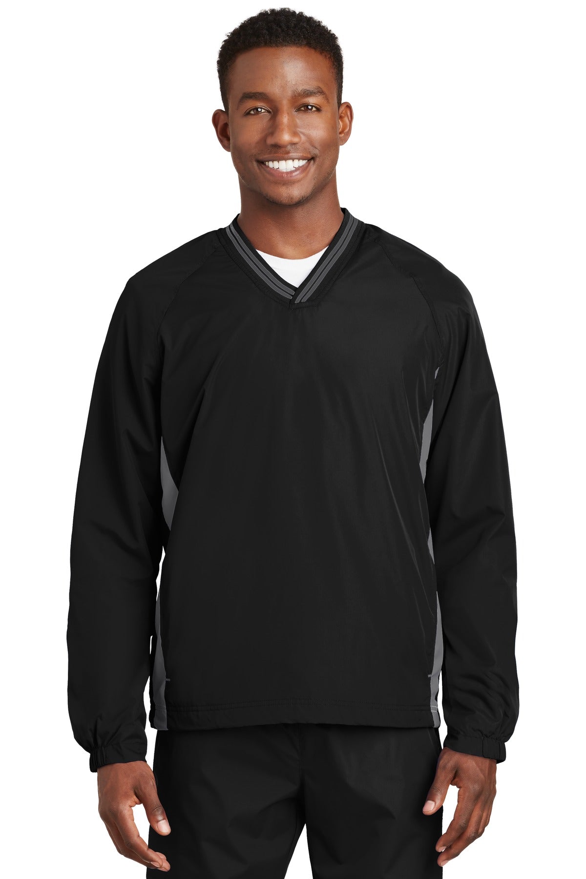 Sport-Tek® Tipped V-Neck Raglan Wind Shirt JST62