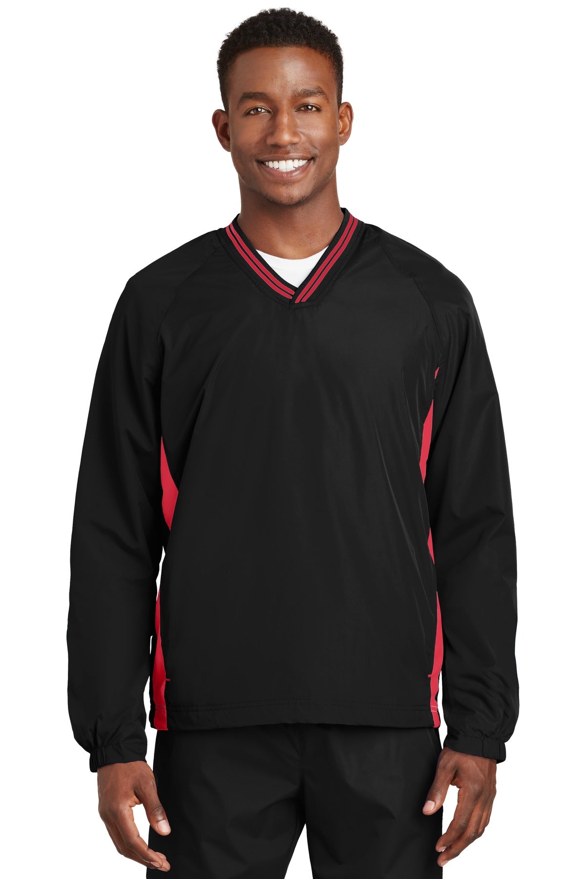 Sport-Tek® Tipped V-Neck Raglan Wind Shirt JST62