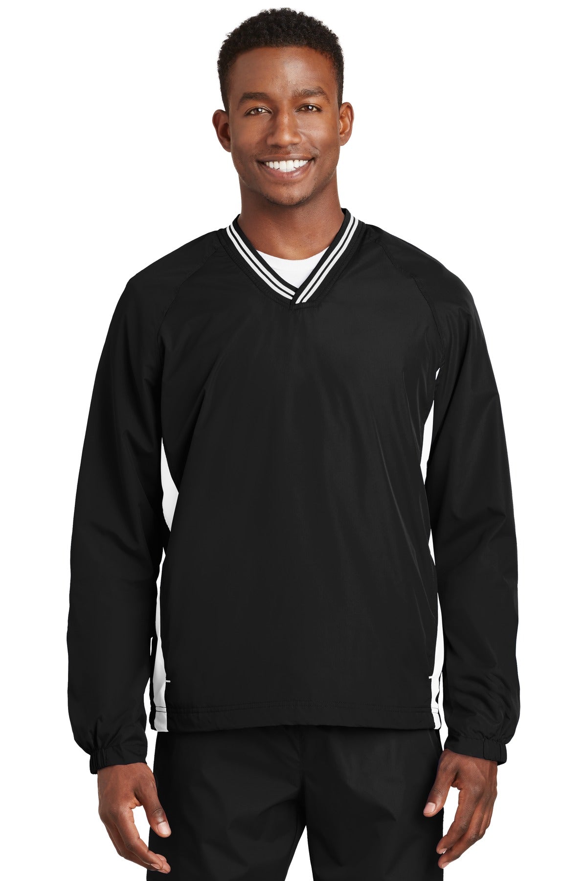 Sport-Tek® Tipped V-Neck Raglan Wind Shirt JST62